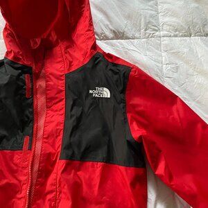 The North Face Youth Red & Black Full Zip Hooded Windbreaker M Size 10/12